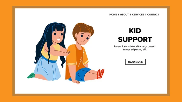 Kid Support Sad Friend In Kindergarten Vector — Stock Vector