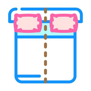 Yatak rengi ikon vektör illüstrasyonunun farklı taraflarında uyu