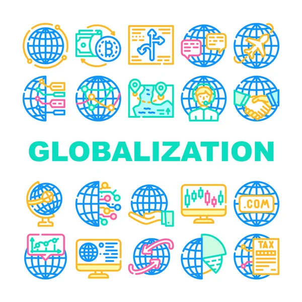 Globalização Worldwide Business Icons Set Vector — Vetor de Stock