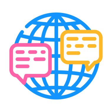 Dünyanın farklı yerlerinden iletişim. Renk vektörü illüstrasyonu