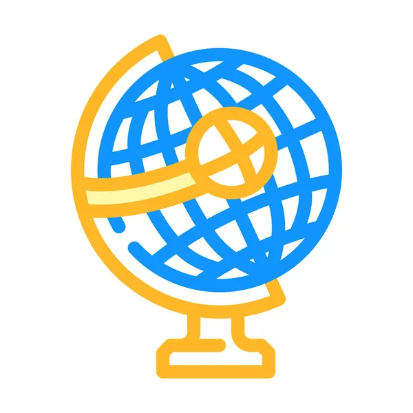 Globe voor het onderzoeken van business globalisering kleur pictogram vector illustratie — Stockvector