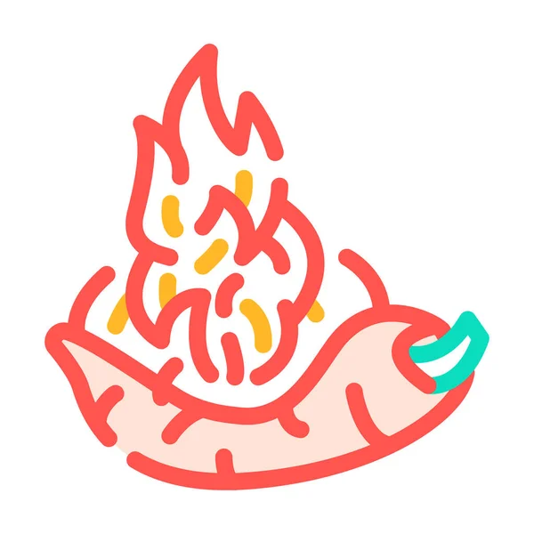 Brennen Gewürz Pfeffer Gemüse Farbe Symbol Vektor Illustration — Stockvektor