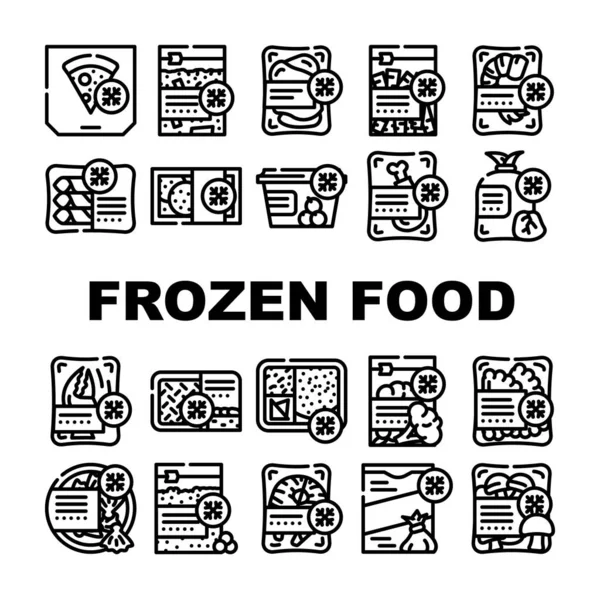 Conjunto de ícones de embalagem de armazenamento de alimentos congelados Vector —  Vetores de Stock