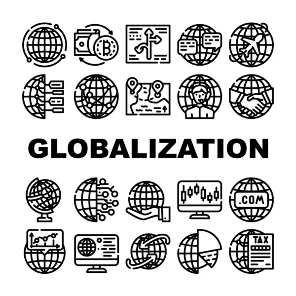 Globalizzazione in tutto il mondo Business Icons Set Vector — Vettoriale Stock