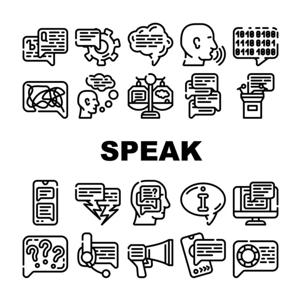 Hablar Conversación y Discusión Iconos Set Vector — Archivo Imágenes Vectoriales