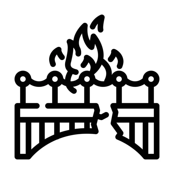 Quemar puente y la línea de divorcio icono vector ilustración — Vector de stock