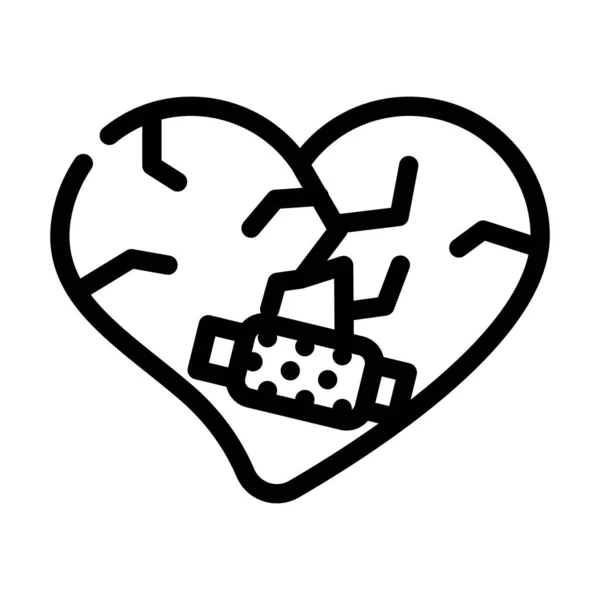 Traitement cardiaque après le divorce illustration vectorielle icône ligne — Image vectorielle