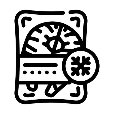 Balık donmuş deniz ürünleri çizgisi ikonu çizimi