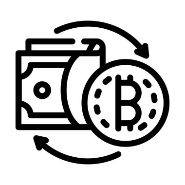 para değişimi kripto para birimi küreselleşme çizgisi ikon vektör çizimi