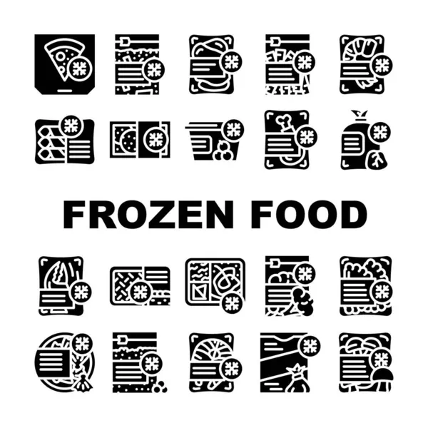 Conjunto de ícones de embalagem de armazenamento de alimentos congelados Vector — Vetor de Stock
