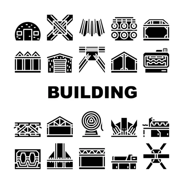 Zelf-framing Metallic Building Pictogrammen Set Vector — Stockvector