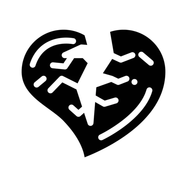 Rotto cuore divorzio glifo icona vettoriale illustrazione — Vettoriale Stock
