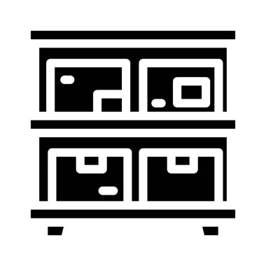 Depo rafları glifin vektör illüstrasyonu