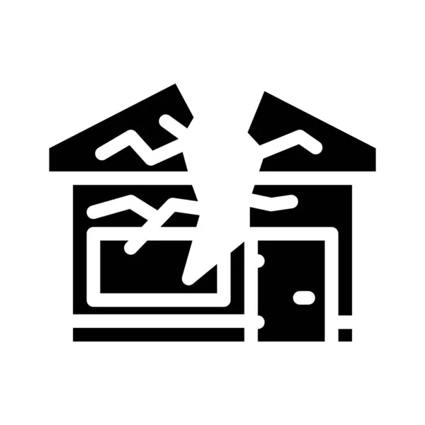 Maison écrasée glyphe icône vectoriel illustration — Image vectorielle