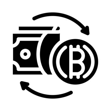 Para değişimi kripto para birimi küreselleşme sembolü vektör illüstrasyonu