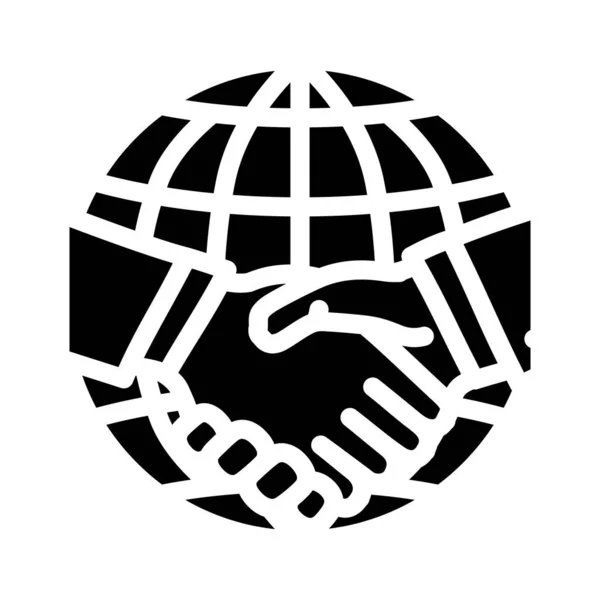 Illustrazione vettoriale icona glyph partnership internazionale — Vettoriale Stock
