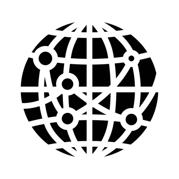 Ilustração internacional do vetor do ícone do glifo do negócio da logística — Vetor de Stock