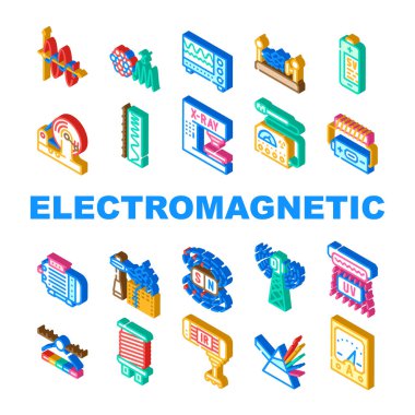 Elektromanyetik Bilim Fiziği Simgeleri Vektörü Ayarladı