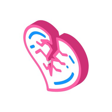 kırık kalp boşanma izometrik ikon vektör çizimi