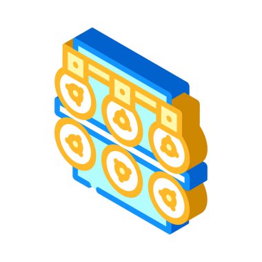 Metal liste üretim endüstrisi izometrik ikon vektörü. Metal liste üretim endüstrisi makine işareti. izole edilmiş sembol çizimi