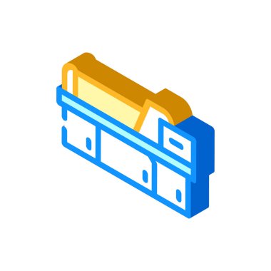 Metal madde, yarı üretim fabrikası, makine izometrik ikon vektörü. Metal maddenin bir kısmı üretim fabrikası işareti. izole edilmiş sembol çizimi