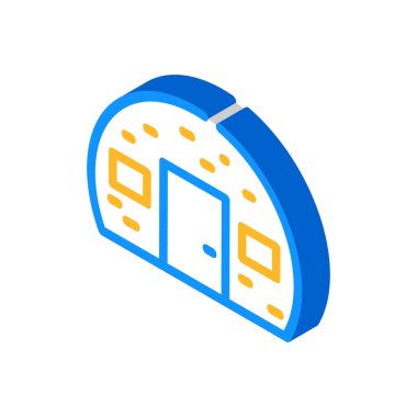 Metal madde izometrik ikon vektör illüstrasyonundan inşa edilmiş ev