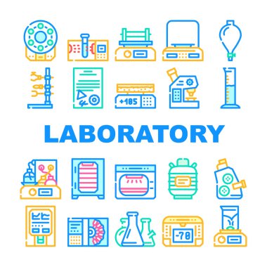 Laboratory Equipment For Analysis Icons Set Vector clipart