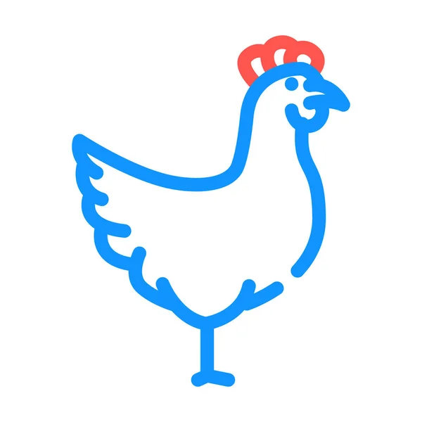 Poulet ferme oiseau couleur icône vectoriel illustration — Image vectorielle