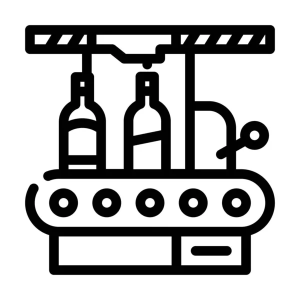 Imbottigliamento fabbrica trasportatore linea icona vettoriale illustrazione — Vettoriale Stock