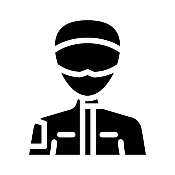 Motorsport athlete glyph icon vector illustration — Stock Vector