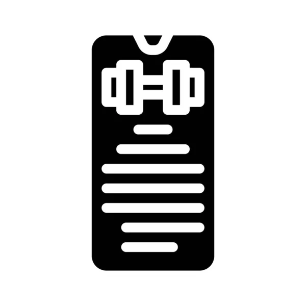 Περιγραφή άσκηση smartphone εφαρμογή glyph εικονίδιο διανυσματική απεικόνιση — Διανυσματικό Αρχείο
