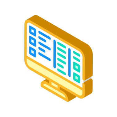 crm mürettebat kaynak yönetimi izometrik ikon vektör çizimi