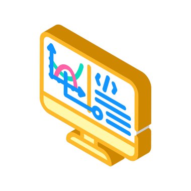Programlama yazılımı veri bilimi izometrik ikon vektör çizimi