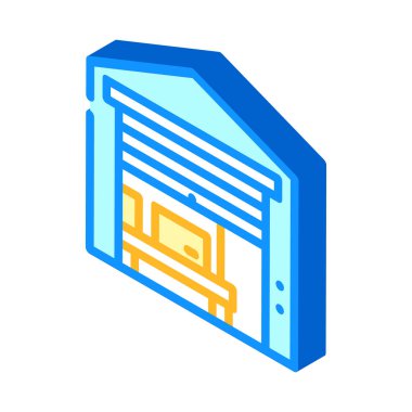 Depo inşaatı izometrik ikon vektör çizimi