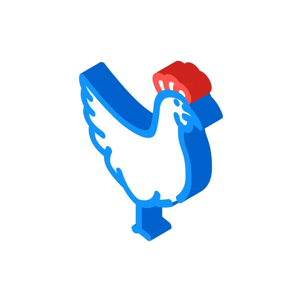 Illustration vectorielle d'icône isométrique d'oiseau de ferme de poulet — Image vectorielle