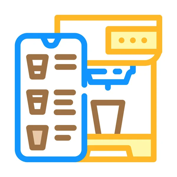 Kahve makinası renk ikonu çizimi için cep telefonu uygulaması — Stok Vektör