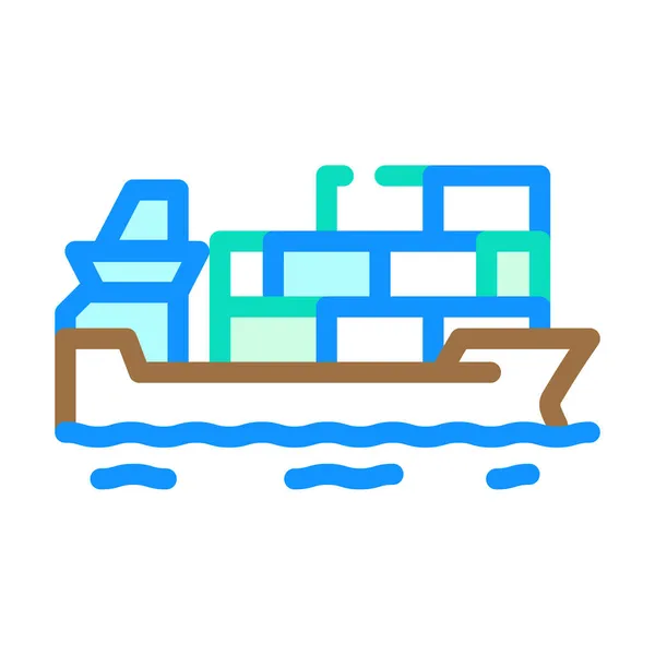 Container ship color icon vector illustration — Stock Vector