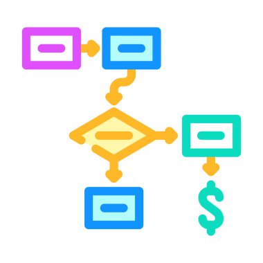 iş süreci renk ikonu vektör çizimi