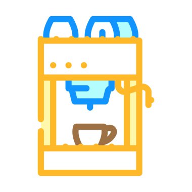 Kahve makinesi ve bardak kurutma makinesi renkli vektör illüstrasyonu