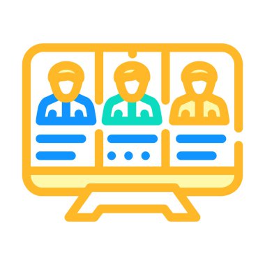 çevrimiçi konferans işletme yöneticisi ve istemci renk vektör illüstrasyonu