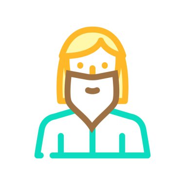 sakallı bayan renk ikonu vektör illüstrasyonu