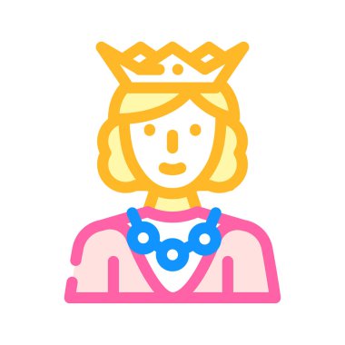 Kraliçe kadın renk ikonu vektör illüstrasyonu