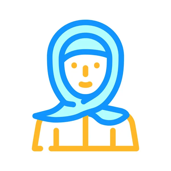 Hijab vrouw kleding kleur pictogram vector illustratie — Stockvector