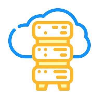 saas yazılım ve veri merkezi renk vektör çizimi