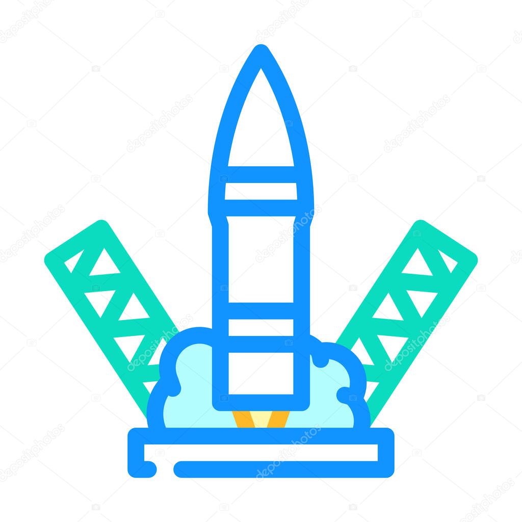 rocket launch color icon vector illustration