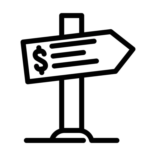 Elección de la dirección para ganar dinero línea icono vector ilustración — Vector de stock