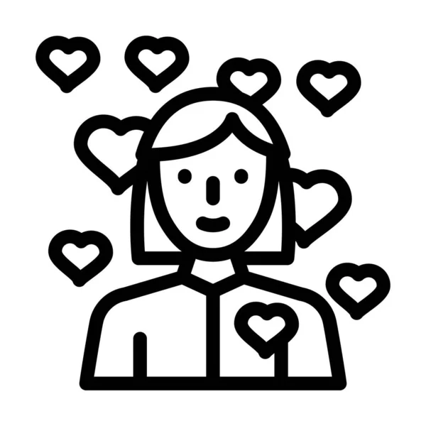 Dziewczyna w linii miłości ikona wektor ilustracja — Wektor stockowy