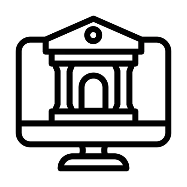 Online banklijn pictogram vector illustratie — Stockvector