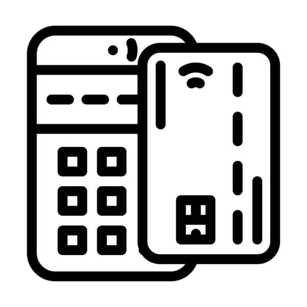 Tarjeta de pago pos terminal línea icono vector ilustración — Vector de stock
