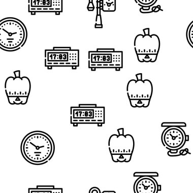 Saat ve Saat Zaman Ekipmanı Vektörü Kusursuz Desen